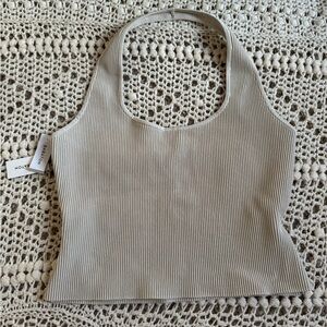 Babaton Ribbed Cream Sculpting Halter Top